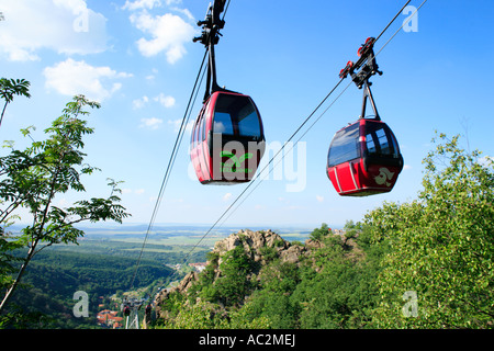 Funivia da Thale alle streghe dancing luogo in Germania settentrionale della zona di montagna Harz Foto Stock