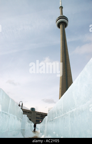 Perso in un labirinto di ghiaccio Toronto freddo inverno Foto Stock