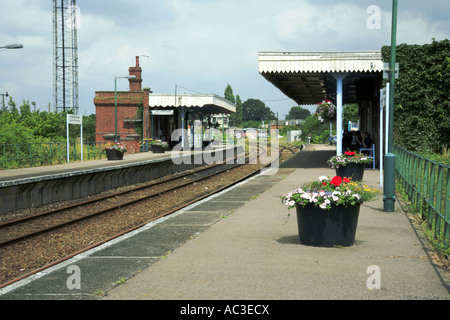 La stazione ferroviaria di Hoveton e Wroxham sulla linea di Bittern a Hoveton, Norfolk, Inghilterra, Regno Unito, Europa. Foto Stock