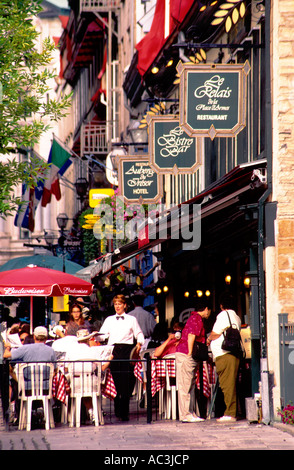 Place d'armes ristoranti città di Québec in Canada Foto Stock