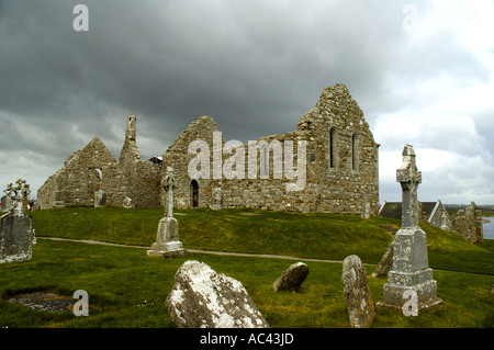 L'antico monastero di Clonmacnoise Co Offaly Irlanda Foto Stock