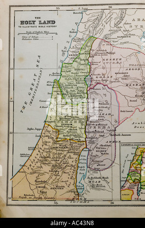 100 anni vecchia mappa della Terra Santa che mostra vecchi confini Foto Stock