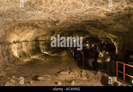 Un flusso di lava in una caverna nel Parco Hallim sulla Corea del Sud dell'isola di Jeju. Foto Stock