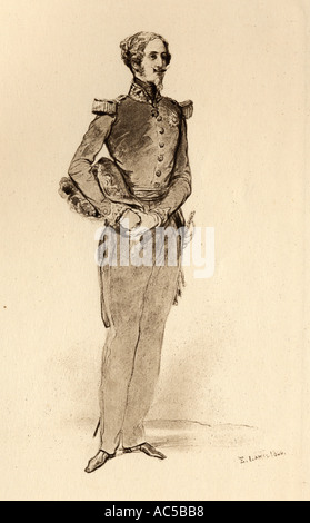 Il principe Luigi di Orleans, duca di Nemours, 1814 -1896. Secondo figlio del re Louis-Philippe I di Francia. Da un ritratto di Eugene Lami, 1840. Foto Stock