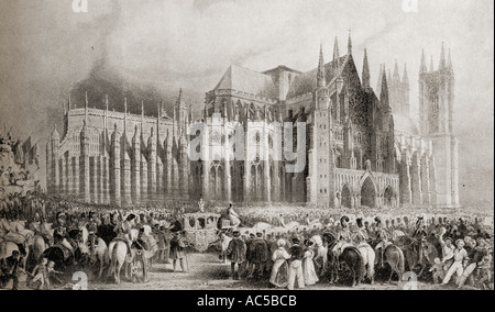 L incoronazione processione delle loro maestà William IV e la regina Adelaide, 8 settembre 1831. Foto Stock