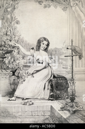 La Principessa Victoria, 1819 - 1901, visto qui di età compresa tra undici, tratte dalla vita reale a Kensington Palace da John Hayter Foto Stock