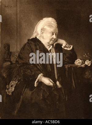 La regina Victoria, 1819 - 1901, visto qui all'età di settantotto. Dal dipinto originale dal barone von Angeli al Castello di Windsor Foto Stock