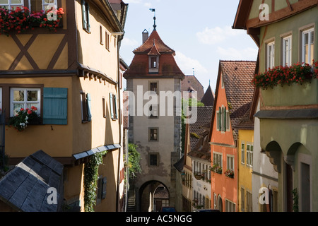 Sieberturm Rothenburg ob der Tauber Baviera Germania Luglio 2007 Foto Stock