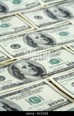Valuta statunitense 100 fatture del dollaro Foto Stock