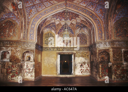 Pitture Murali per gli interni di Akbar la tomba. Sikandra, Agra, India. Foto Stock