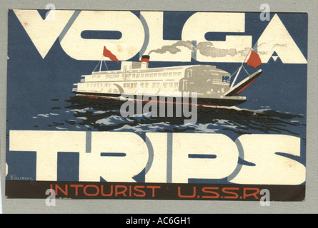 Etichetta bagaglio per Volga Trips, U.S.R. 1932 Foto Stock