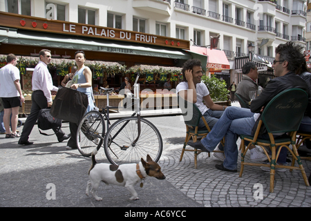 Produrre sul mercato Rue Montorgueil nel Des Halles di Parigi Francia Foto Stock