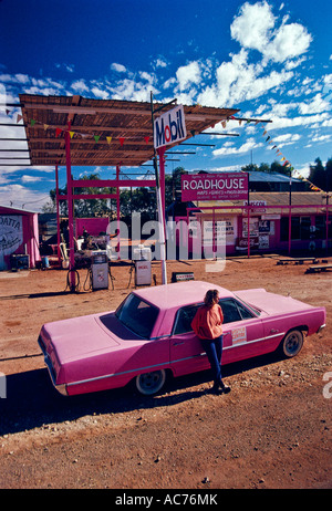 Il negozio di colore rosa, Oodnadatta, Australia Foto Stock