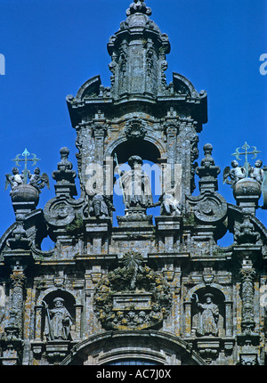 La facciata ovest della cattedrale di Santiago de Compostela Foto Stock