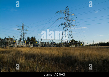 Dh Idro Elettrica elettricità CAITHNESS sottostazione elettrica tralicci Achkeepster Caithness Foto Stock