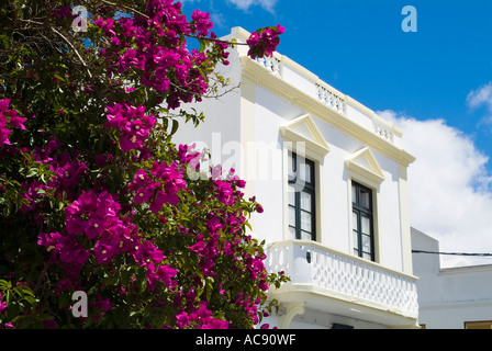 Dh Plaza de la Constitucion Haria Lanzarote Village main street village square house Foto Stock