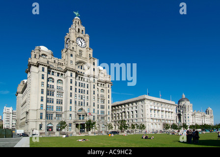 Il Liver Building Liverpool Merseyside Lancashire North West UK GB EU Europe Foto Stock