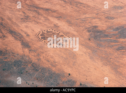 Vista aerea di Rendille remoto villaggio nel nord del Kenya Africa orientale Foto Stock