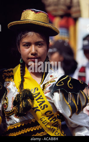 Ballerini folcloristici - Puno Week festival, Puno, Perù Foto Stock