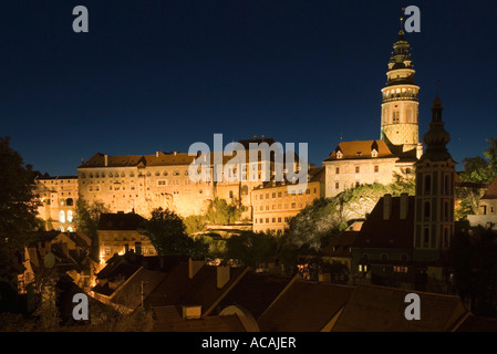 Il castello di Schwarzenberg, il centro storico di Cesky Krumlov, Boemia del Sud, Repubblica Ceca Foto Stock