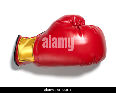 Red guanto di boxe isolato mitt guanto di protezione mano dito pollice Foto Stock