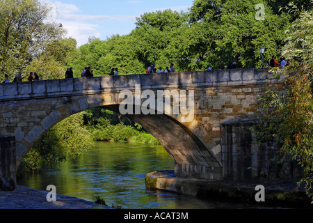 Il Danubio, il ponte di pietra, Regensburg, Alto Palatinato, Baviera, Germania Foto Stock