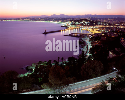 Tramonto su Nizza Francia Foto Stock