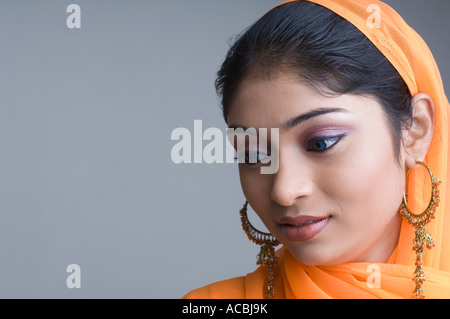 Close-up di una giovane donna Foto Stock