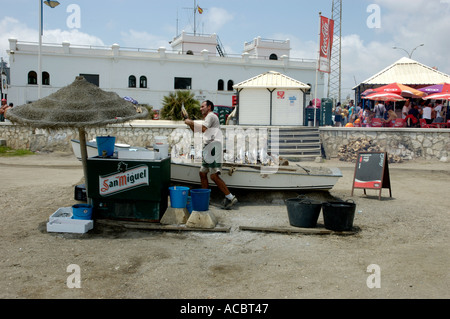 Cottura del pesce fresco malaga Foto Stock