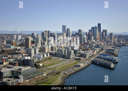 Vista aerea di Seattle anteriore acqua da nord Foto Stock