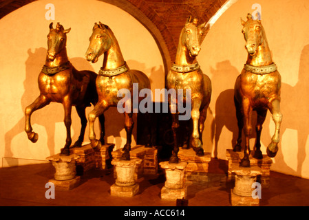 Basilica di San Marco cavalli di bronzo a Venezia Italia Foto Stock