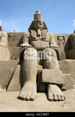 Sandsculpture egiziano a Brighton estate 2005 Foto Stock