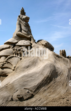 Sandsculpture egiziano a Brighton estate 2005 Foto Stock