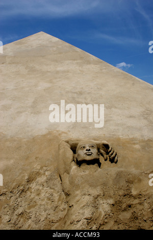 Sandsculpture egiziano a Brighton estate 2005 Foto Stock