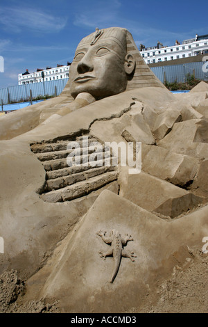 Sandsculpture egiziano a Brighton estate 2005 Foto Stock