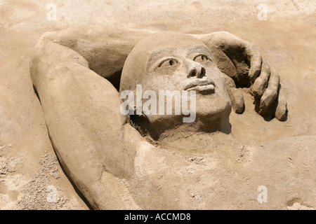 Sandsculpture egiziano a Brighton estate 2005 Foto Stock