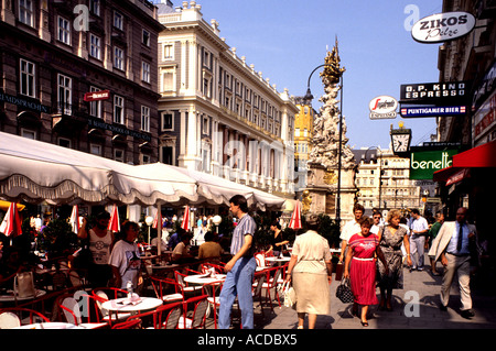 Vienna Misc capitale austriaca Città Capitale Graben Graben monumento Monumenti Negozi Shop Street statua scultura Foto Stock