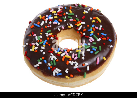 Ciambella con spruzzino ritagliata su sfondo bianco Foto Stock