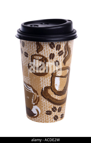 Tazza di caffè ritagliata su sfondo bianco Foto Stock