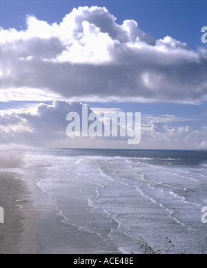 Centrale costa dell'Oregon che mostra una vista complessiva dell'agata spiaggia vicino a Newport Foto Stock