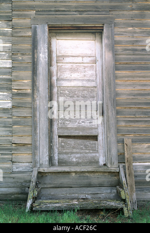 Porta della casa abbandonata in John Day Fossil Beds National Monument Oregon USA Foto Stock