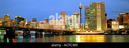 Austalia Sydney Darling Harbour Panorama al crepuscolo Foto Stock