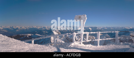 La Svizzera Appenzell vista panoramica dal Saentis ghiaccio e neve Foto Stock