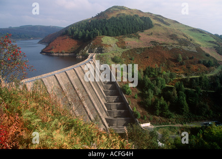 La contea di Powys Vyrnwy Valley Gianfranco il modo della diga Clywedog edificio serbatoio Gianfranco Foto Stock