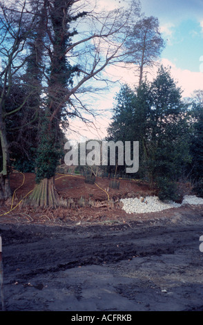 Il lago drenato in Kew Gardens, Surrey, Regno Unito Foto Stock