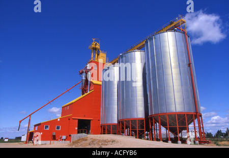 Silos per il grano e il nastro trasportatore Foto Stock