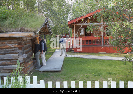 Jack London cabina nella storica città di Dawson nel territorio dello Yukon del Canada Foto Stock