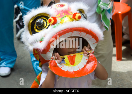 Dragon Dancer Cheung Chau Isola Chinese bun Festival SAR di Hong Kong Foto Stock
