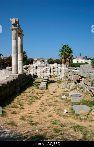 L'Antica Agorà di ingresso sul mercato nella città di Kos sull'isola greca di Kos nel Mar Egeo. Foto Stock