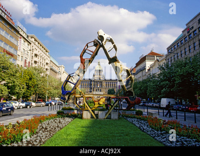 Sculture di piazza Venceslao a Praga Repubblica Ceca Foto Stock